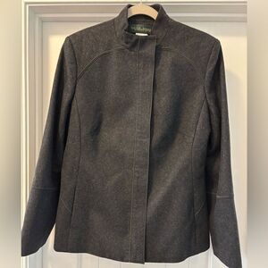 Harve Benard Wool Viscose Charcoal Mandarin Collar Zip Front Blazer Size 12